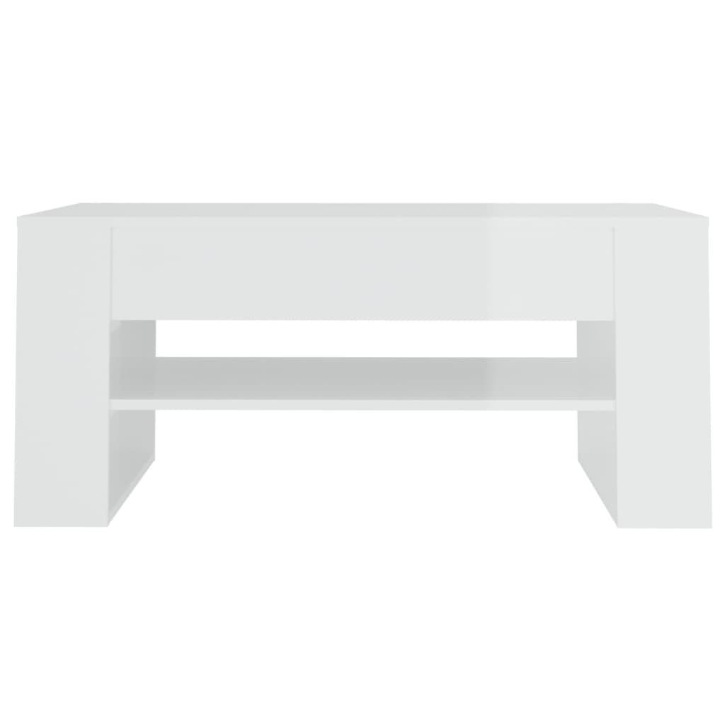 vidaXL kafijas galdiņš, spīdīgi balts, 102x55x45 cm, inženierijas koks
