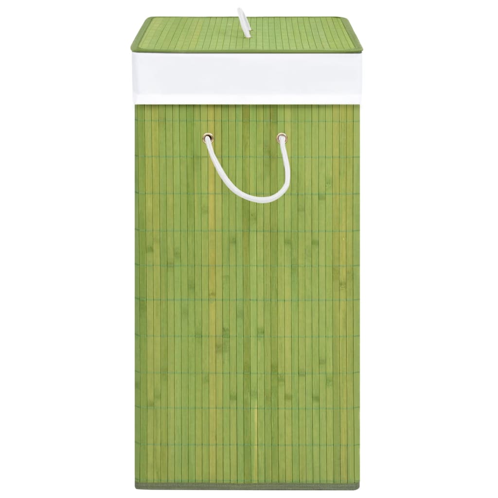 vidaXL veļas grozs ar 1 nodalījumu, bambuss, zaļš, 83 L