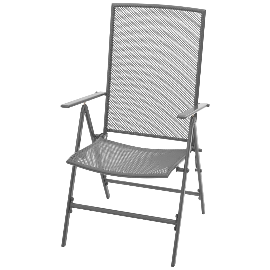 vidaXL 5-daļīgs dārza mēbeļu komplekts, saliekami krēsli, tērauds