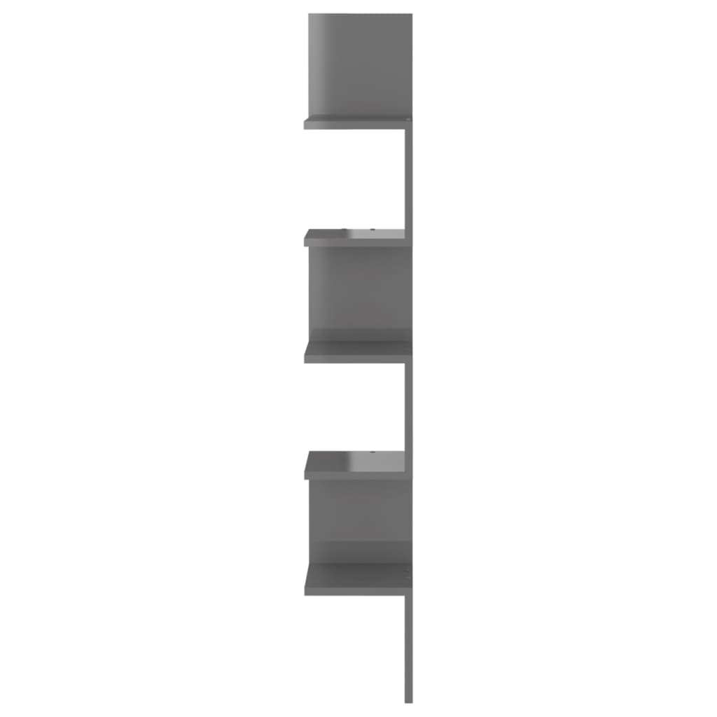 vidaXL sienas stūra plaukts, pelēks, 20x20x127,5 cm, skaidu plāksne