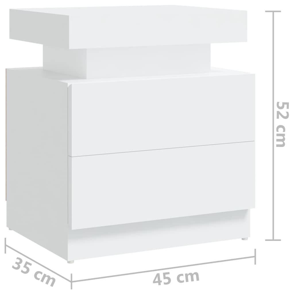 vidaXL naktsskapītis, balts, 45x35x52 cm, skaidu plāksne