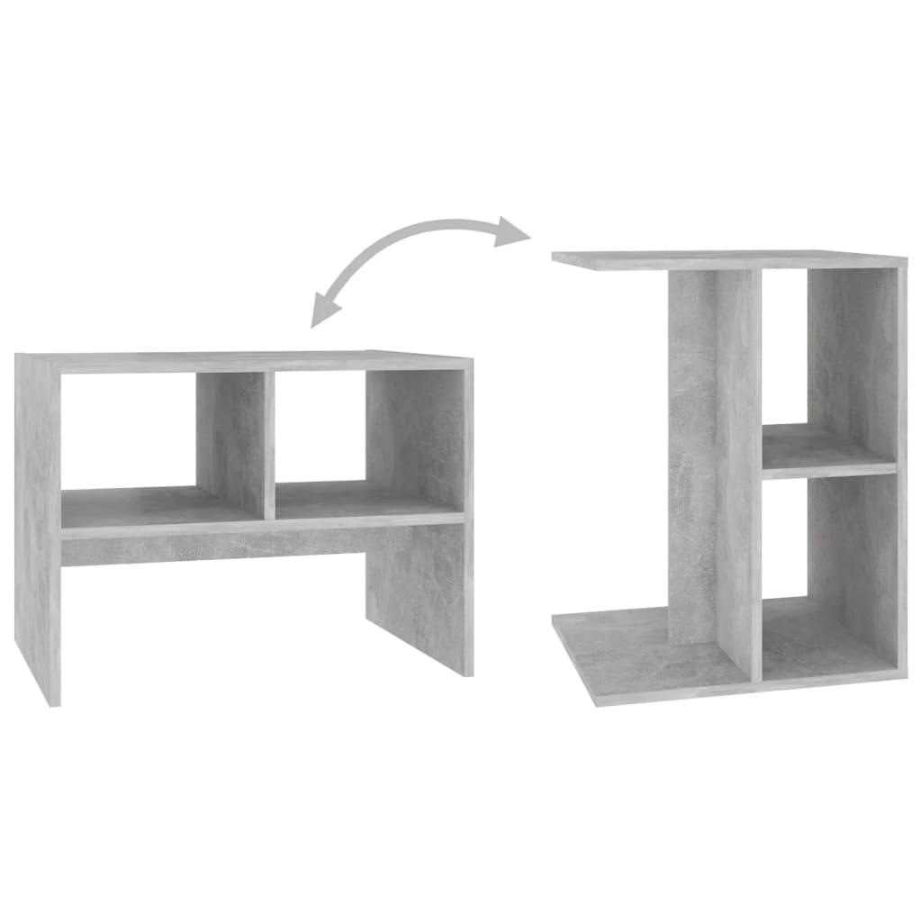 vidaXL galdiņš, betona pelēks, 60x40x45 cm, skaidu plāksne