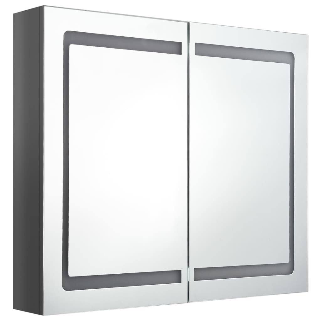 vidaXL vannasistabas skapītis ar spoguli un LED, 80x12x68 cm, pelēks