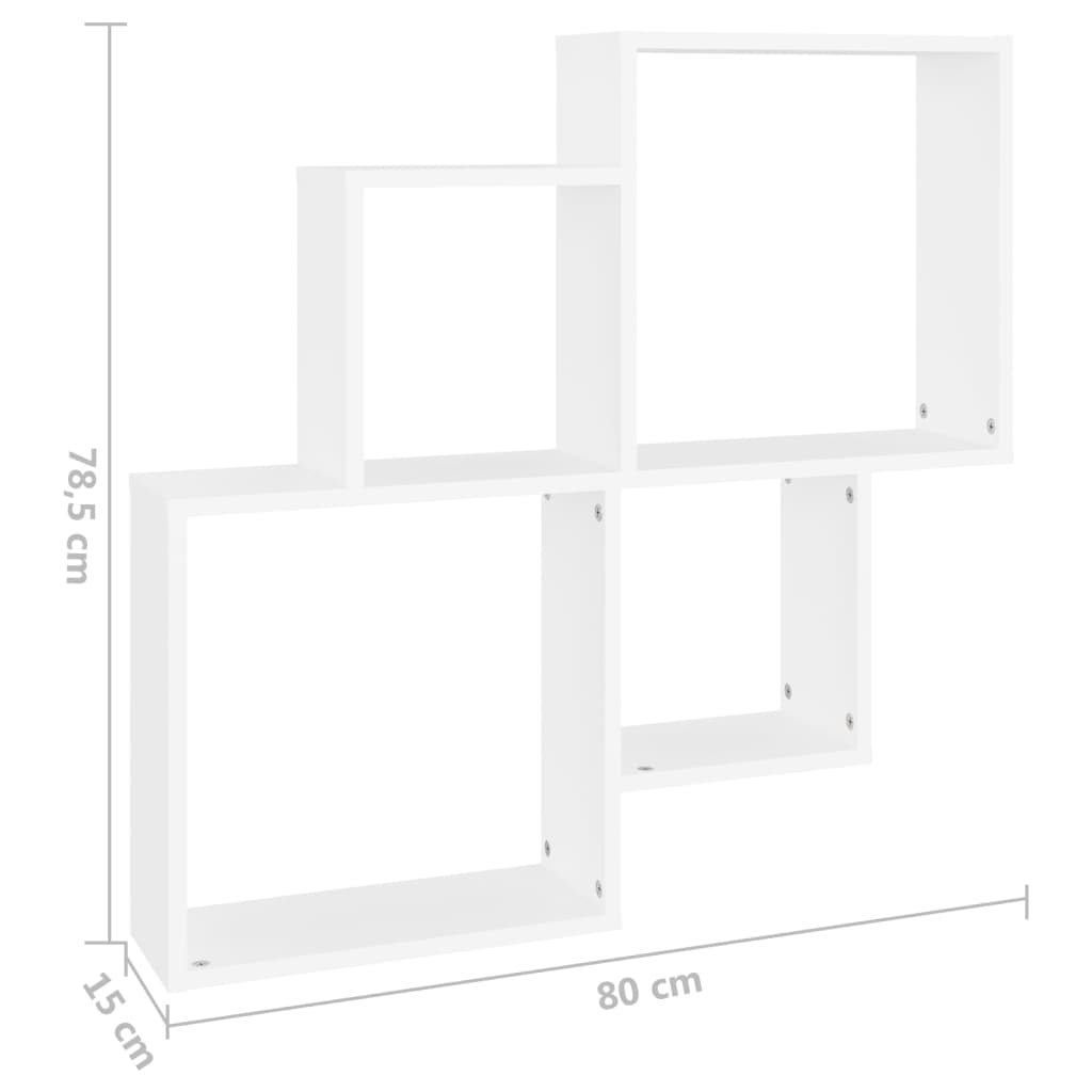 vidaXL sienas plaukts, balts, 80x15x78,5 cm, skaidu plāksne
