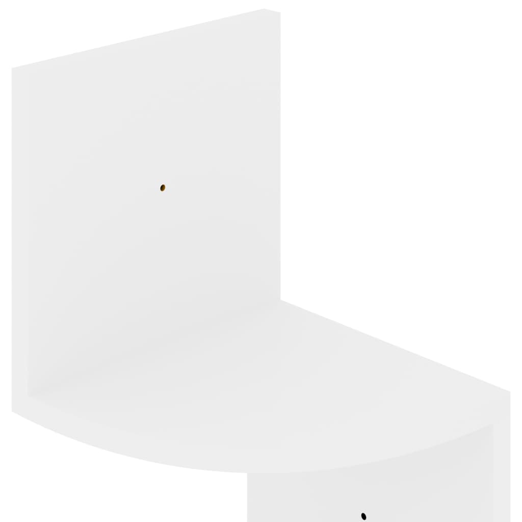 vidaXL sienas stūra plaukts, balts, 19x19x123 cm, inženierijas koks