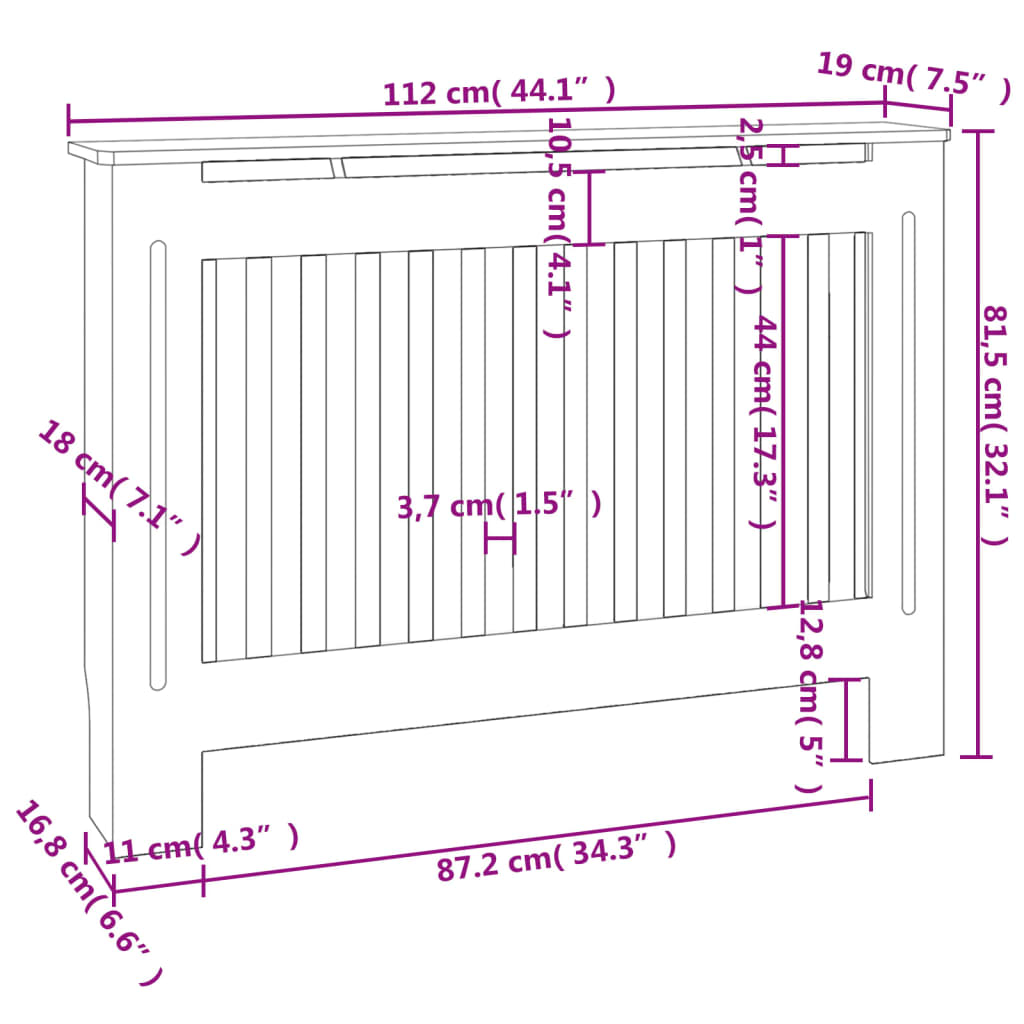 vidaXL radiatora pārsegi, 2 gab., balts MDF, 112 cm