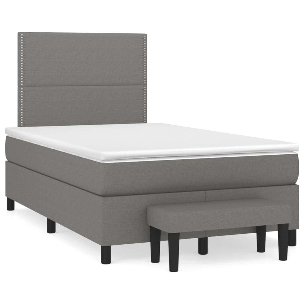 vidaXL atsperu gulta ar matraci, tumši pelēka audums, 120x190 cm