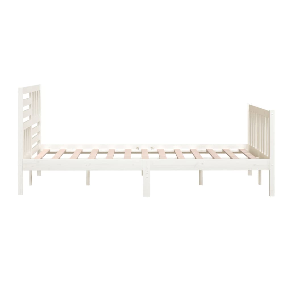 vidaXL gultas rāmis, balts, 150x200 cm, King izmērs, masīvkoks