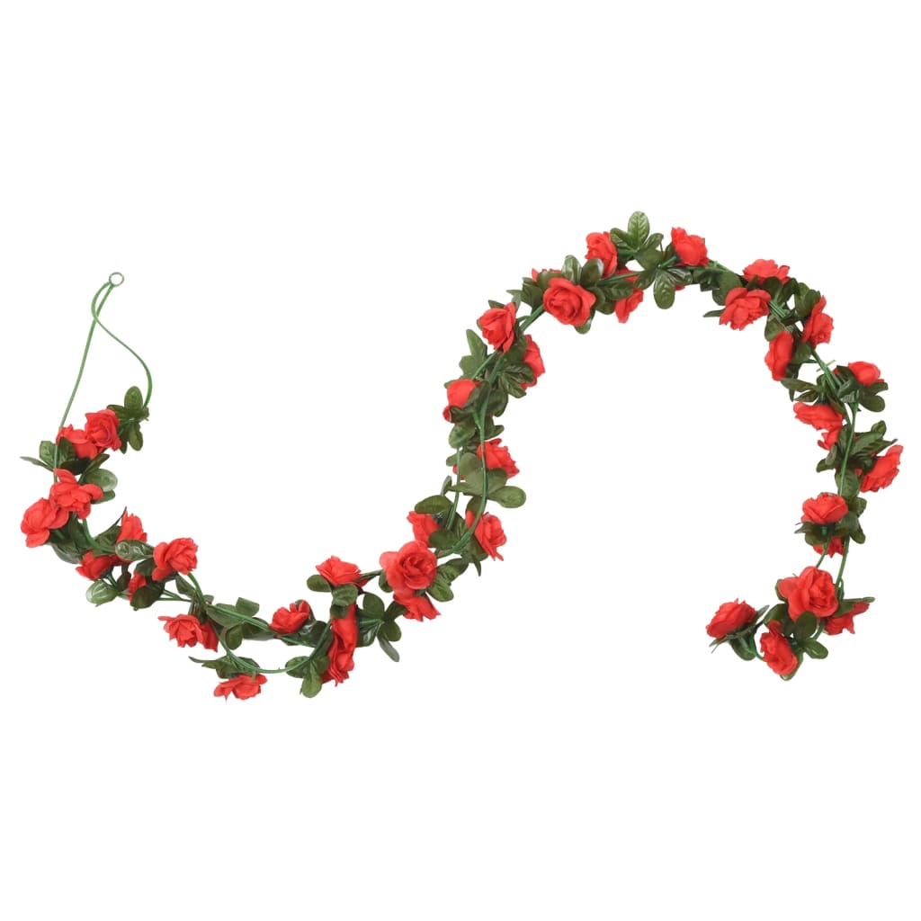 vidaXL mākslīgo ziedu vītnes, 6 gab., sarkans, 240 cm