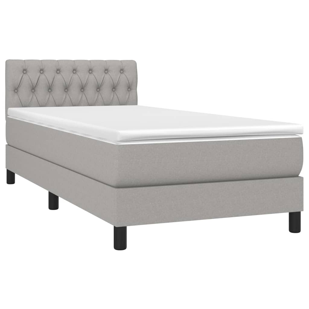 vidaXL atsperu gulta ar matraci, gaiši pelēka, 90x200 cm, audums