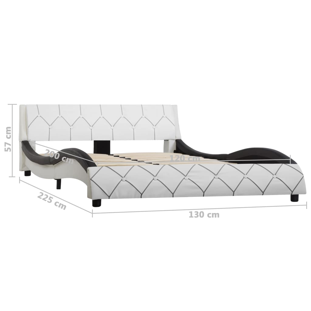 vidaXL gultas rāmis, balts un melns, 120x200 cm, mākslīgā āda