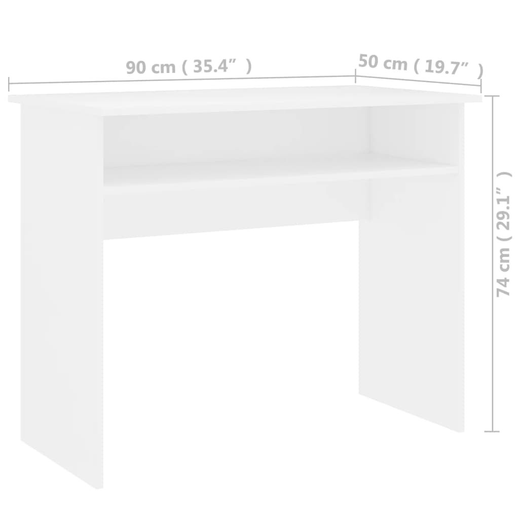 vidaXL rakstāmgalds, balts, 90x50x74 cm, skaidu plāksne