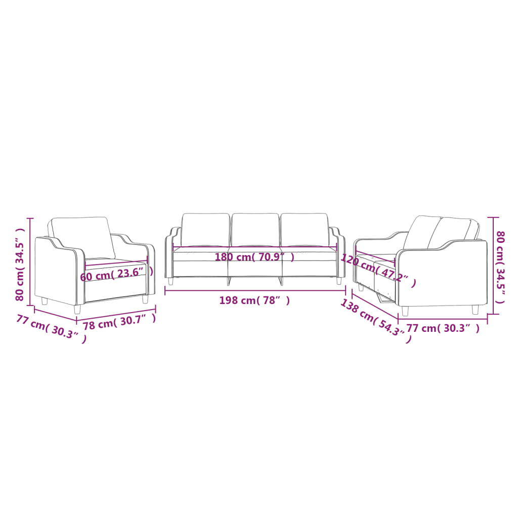 vidaXL trīsdaļīgs dīvānu komplekts, gaiši pelēks audums