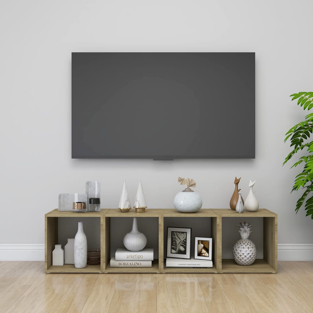 vidaXL TV plaukts, balts, ozolkoka, 37x35x37 cm, skaidu plāksne