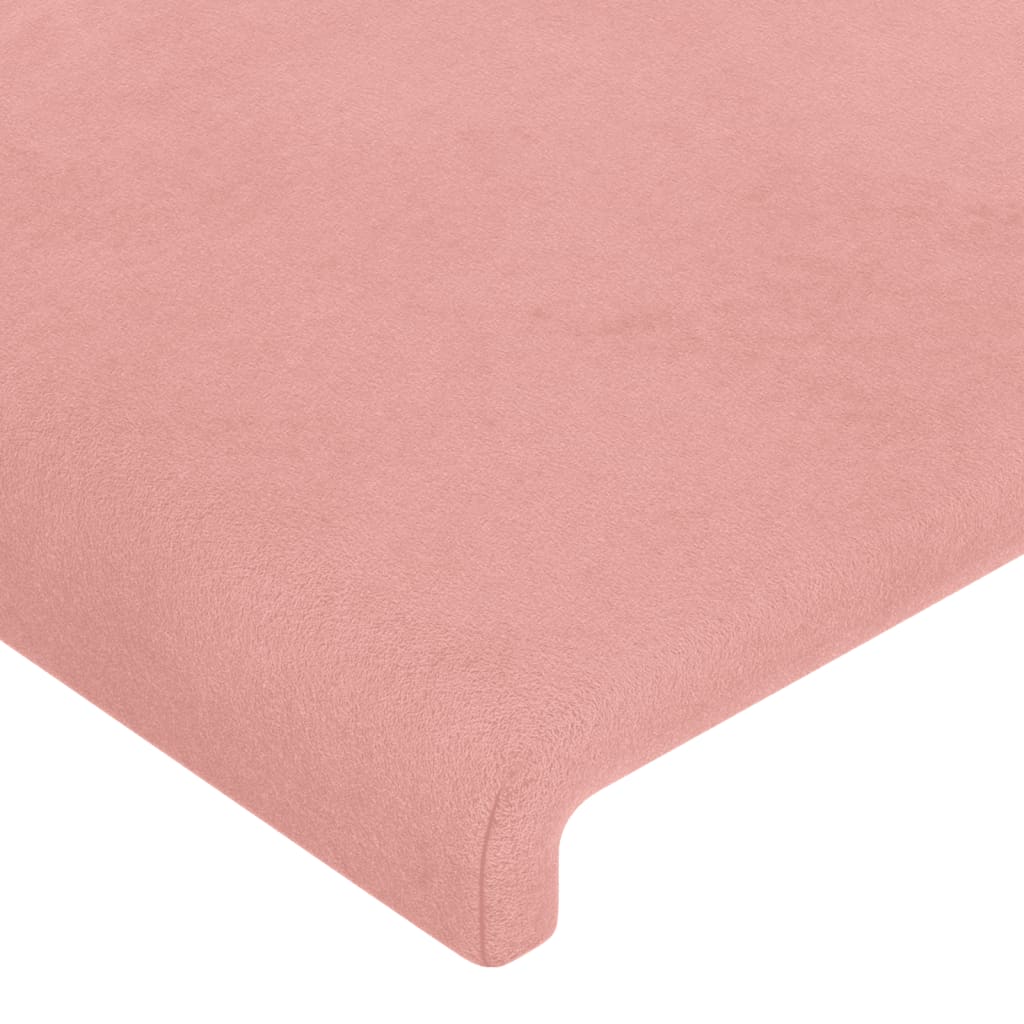 vidaXL gultas galvgalis ar LED, 147x16x118/128 cm, rozā samts