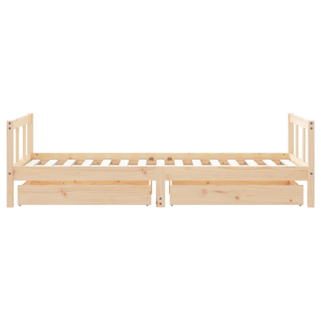 vidaXL bērnu gultas rāmis ar atvilktnēm, 90x190 cm, priedes masīvkoks