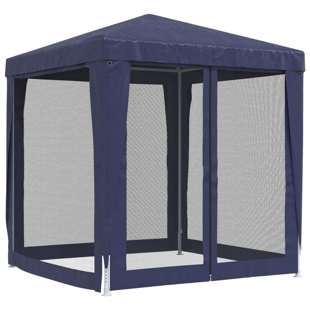 vidaXL svinību telts, ar 4 sieta sienām, 2x2 m, zila, HDPE