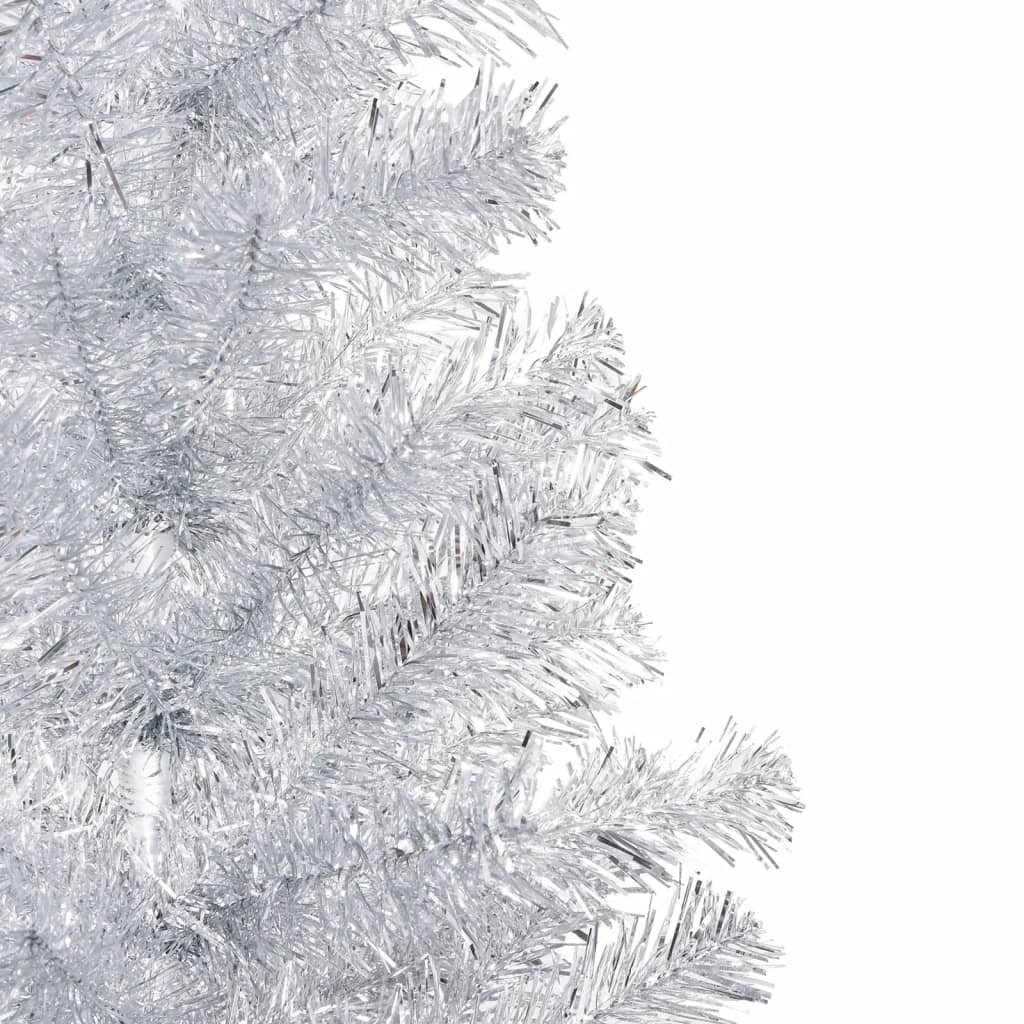 vidaXL mākslīgā Ziemassvētku egle ar LED, sudrabaina, 180 cm, PET