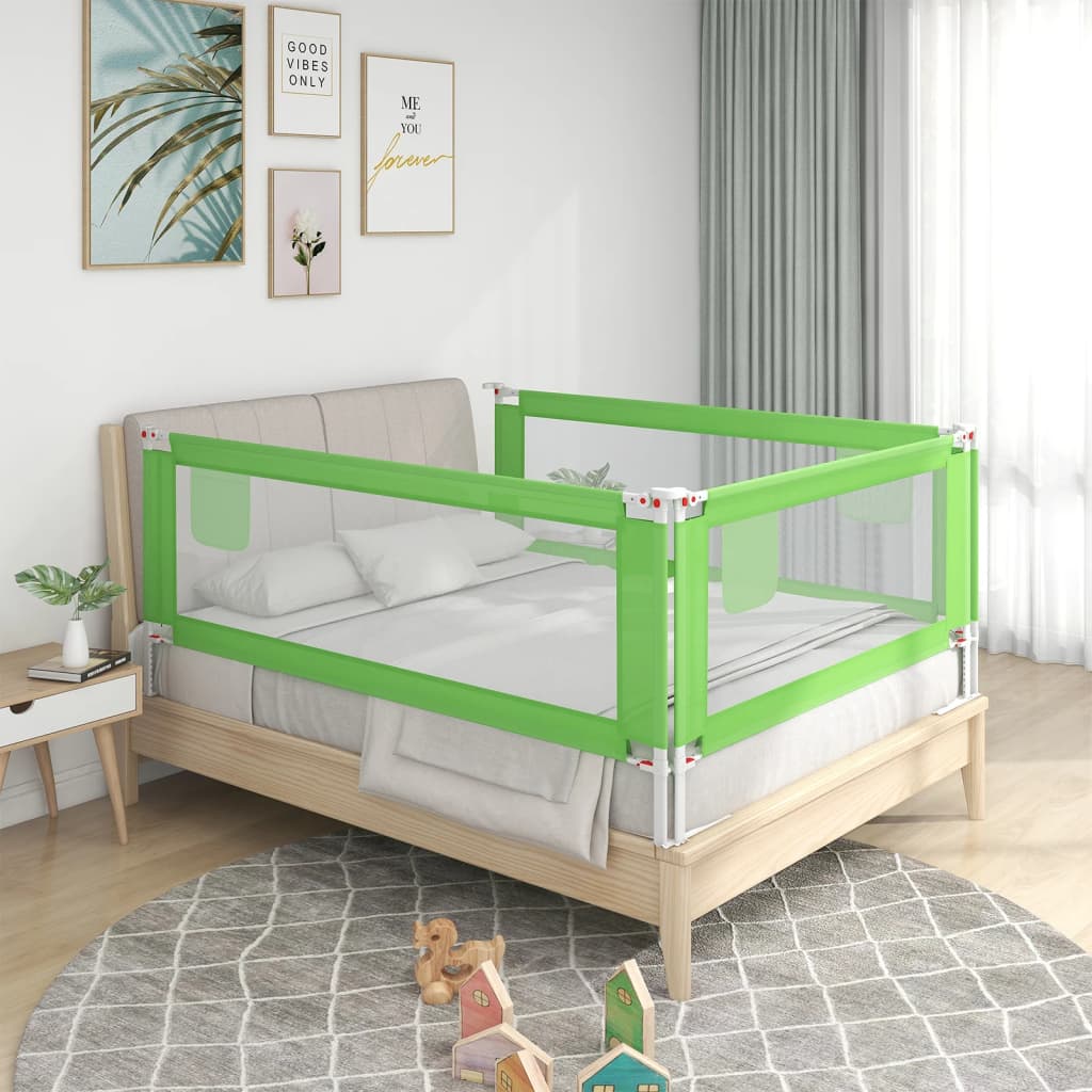 vidaXL bērnu gultas aizsargbarjera, zaļa, 90x25 cm, audums