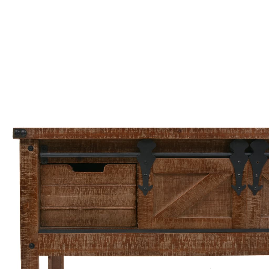 vidaXL konsoles galdiņš, brūns egles masīvkoks, 131x35,5x75 cm