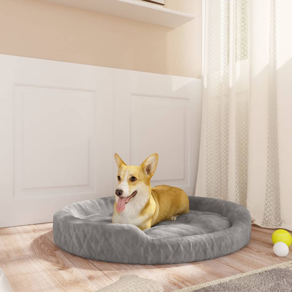 vidaXL suņu gulta, pelēka, 90x70x23 cm, plīšs
