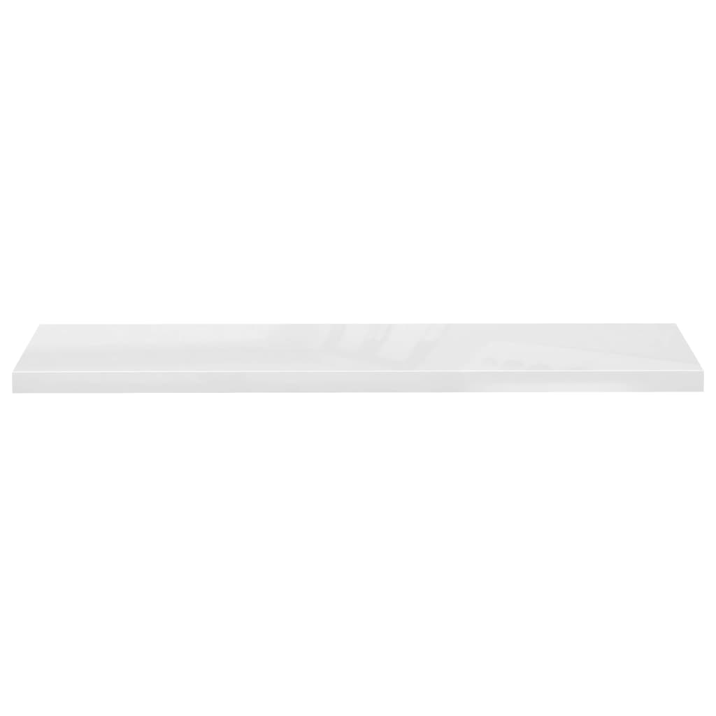 vidaXL sienas plaukti, 4 gab., spīdīgi balti, 120x23,5x3,8 cm, MDF