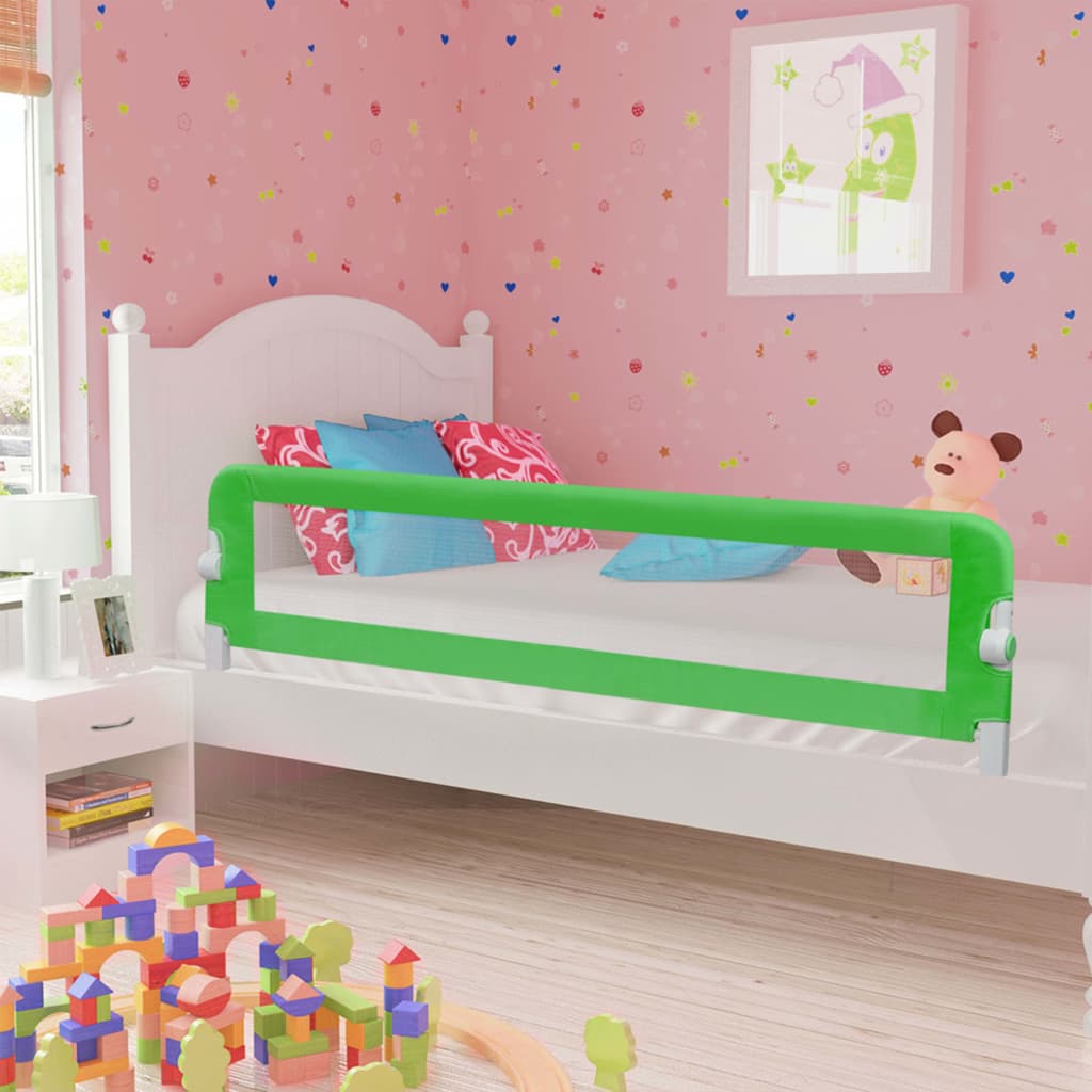 vidaXL bērnu gultas aizsargbarjera, zaļa, 180x42 cm, poliesters
