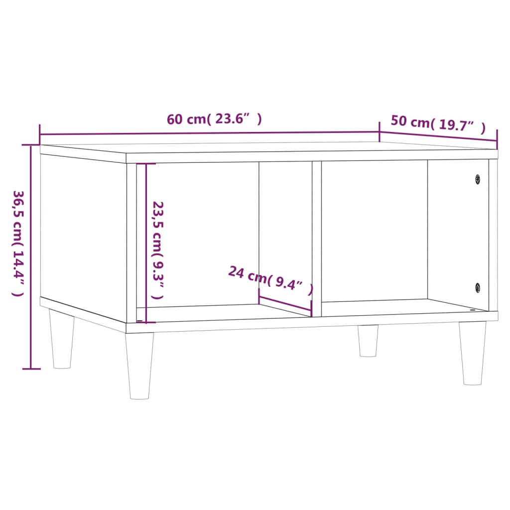 vidaXL kafijas galdiņš, balts, 60x50x36,5 cm, inženierijas koks