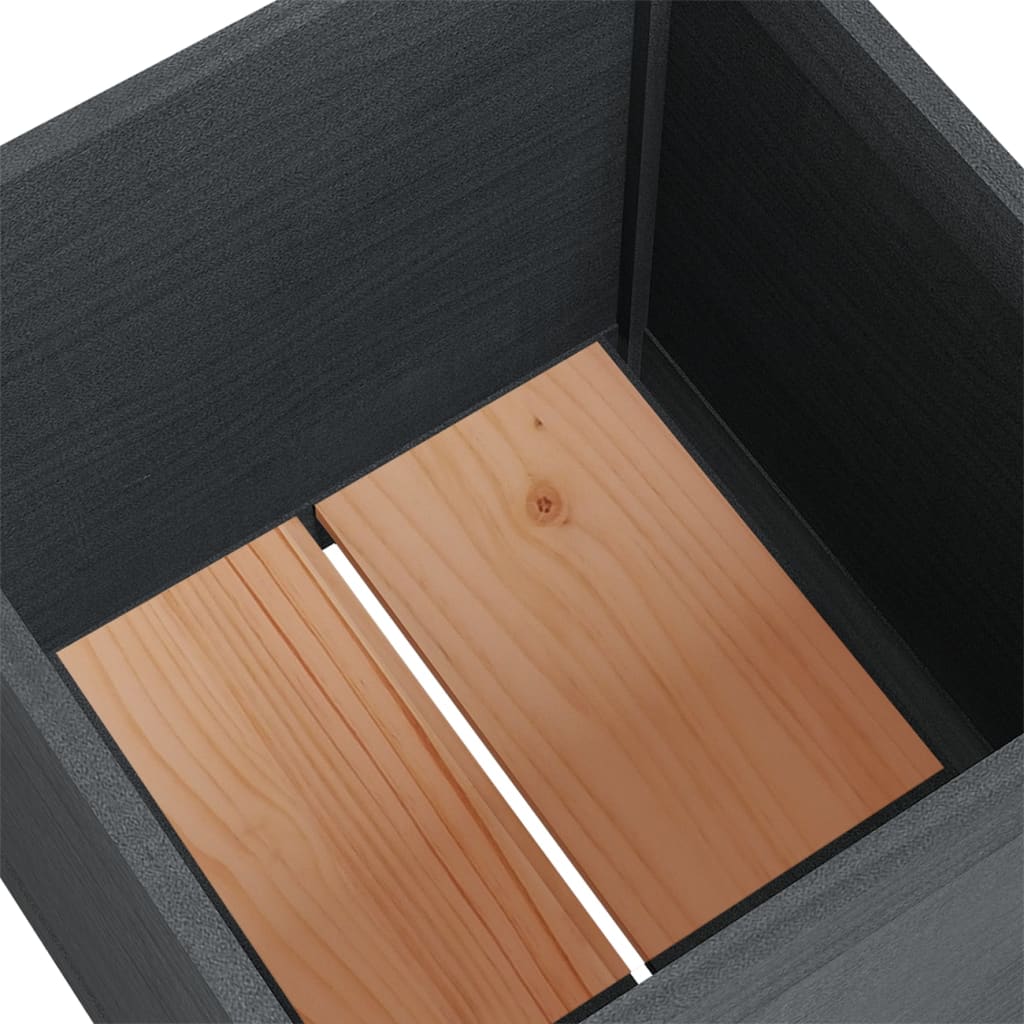 vidaXL dārza puķu kaste, pelēka, 50x50x50 cm, priedes masīvkoks