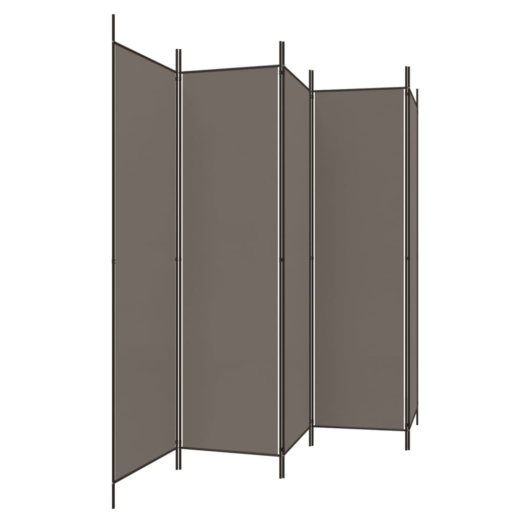 vidaXL 5-paneļu istabas aizslietnis, 250x220 cm, antracītpelēks audums
