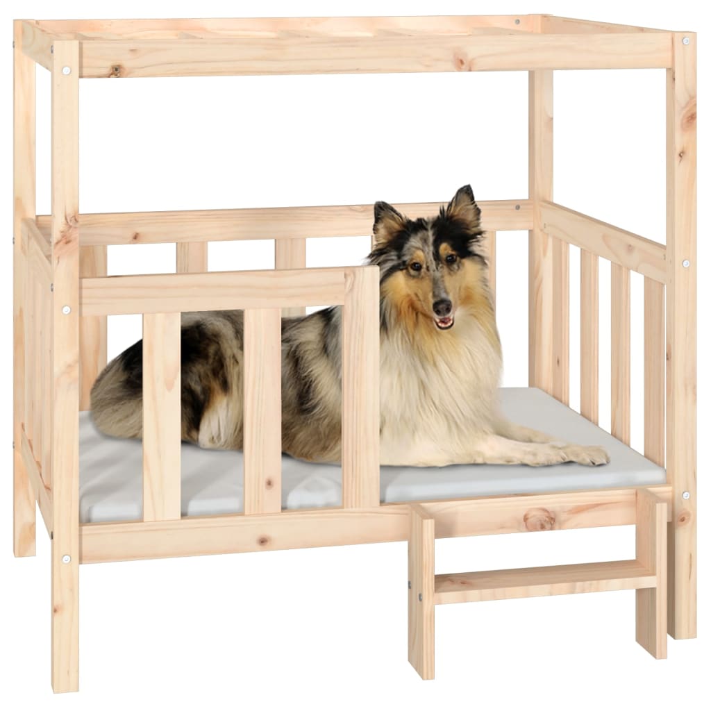 vidaXL suņu gulta, 105,5x83,5x100 cm, priedes masīvkoks