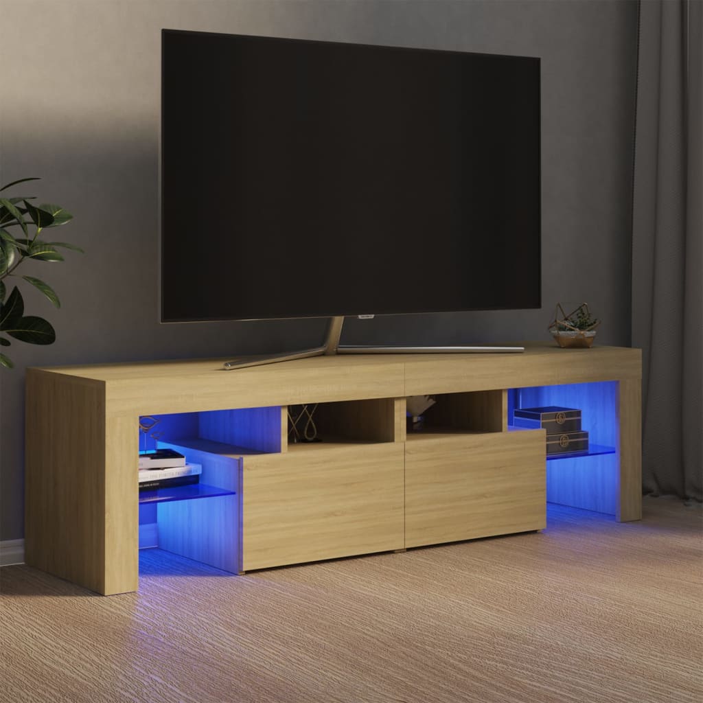 vidaXL TV skapītis ar LED lampiņām, 140x36,5x40 cm, ozolkoka krāsā
