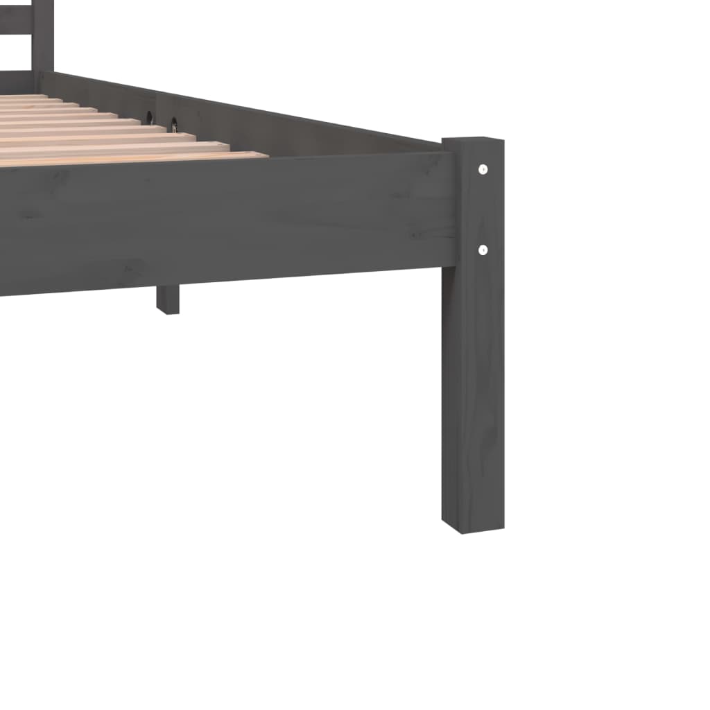 vidaXL gultas rāmis, priedes masīvkoks, 180x200 cm, pelēks
