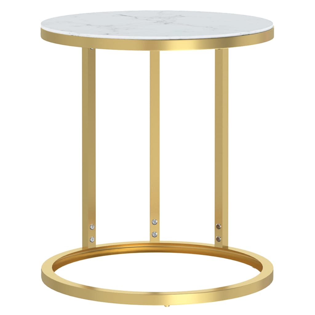 vidaXL galdiņš, balta marmora un zelta krāsa, rūdīts stikls, 45 cm