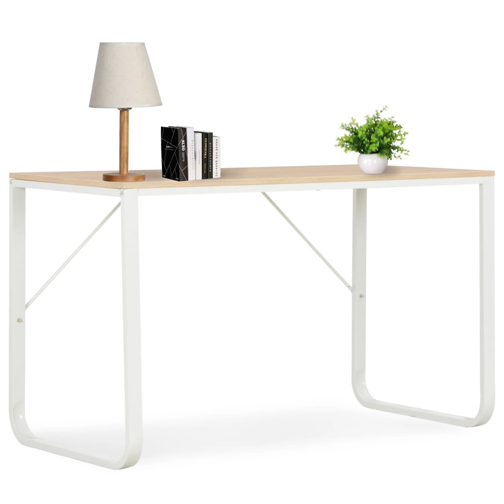 vidaXL datorgalds, balta un ozolkoka krāsa, 120x60x73 cm