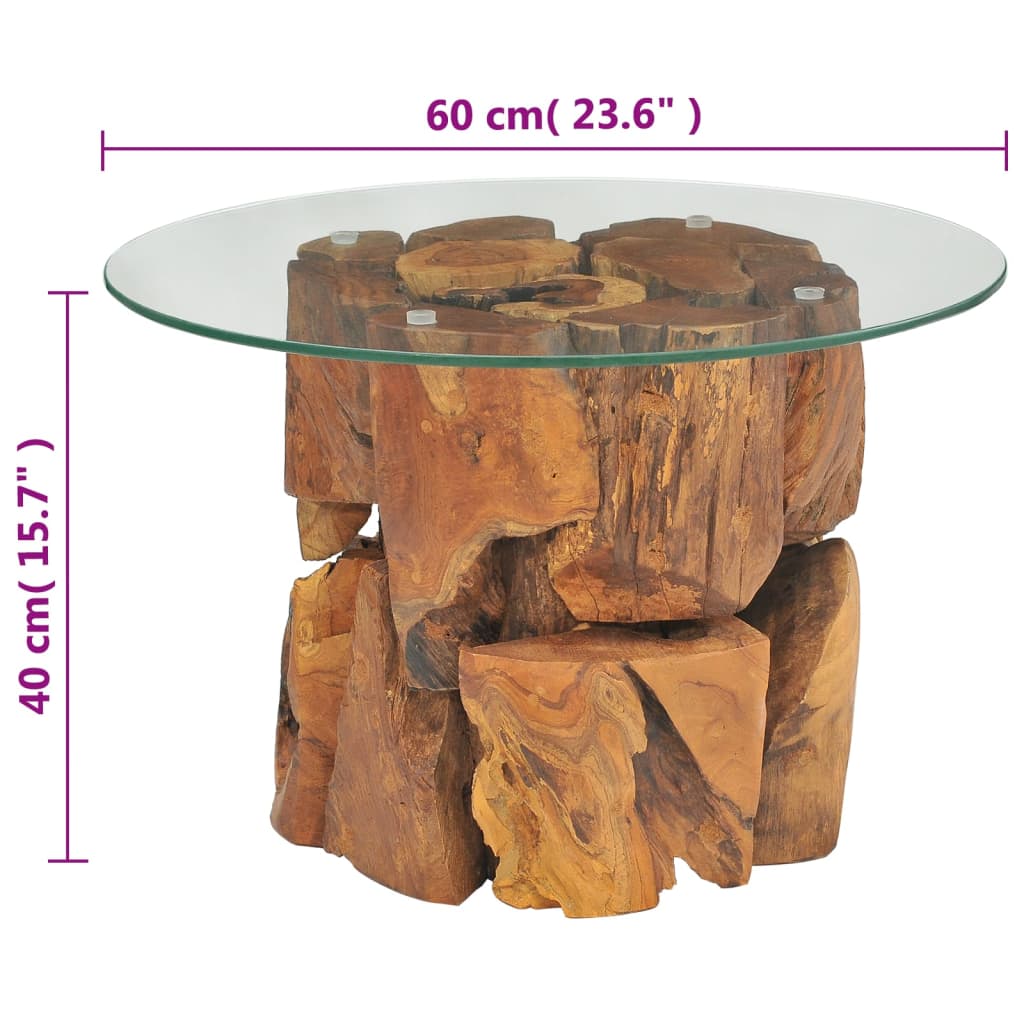 vidaXL kafijas galdiņš, masīva tīkkoka stumbrs, 60 cm