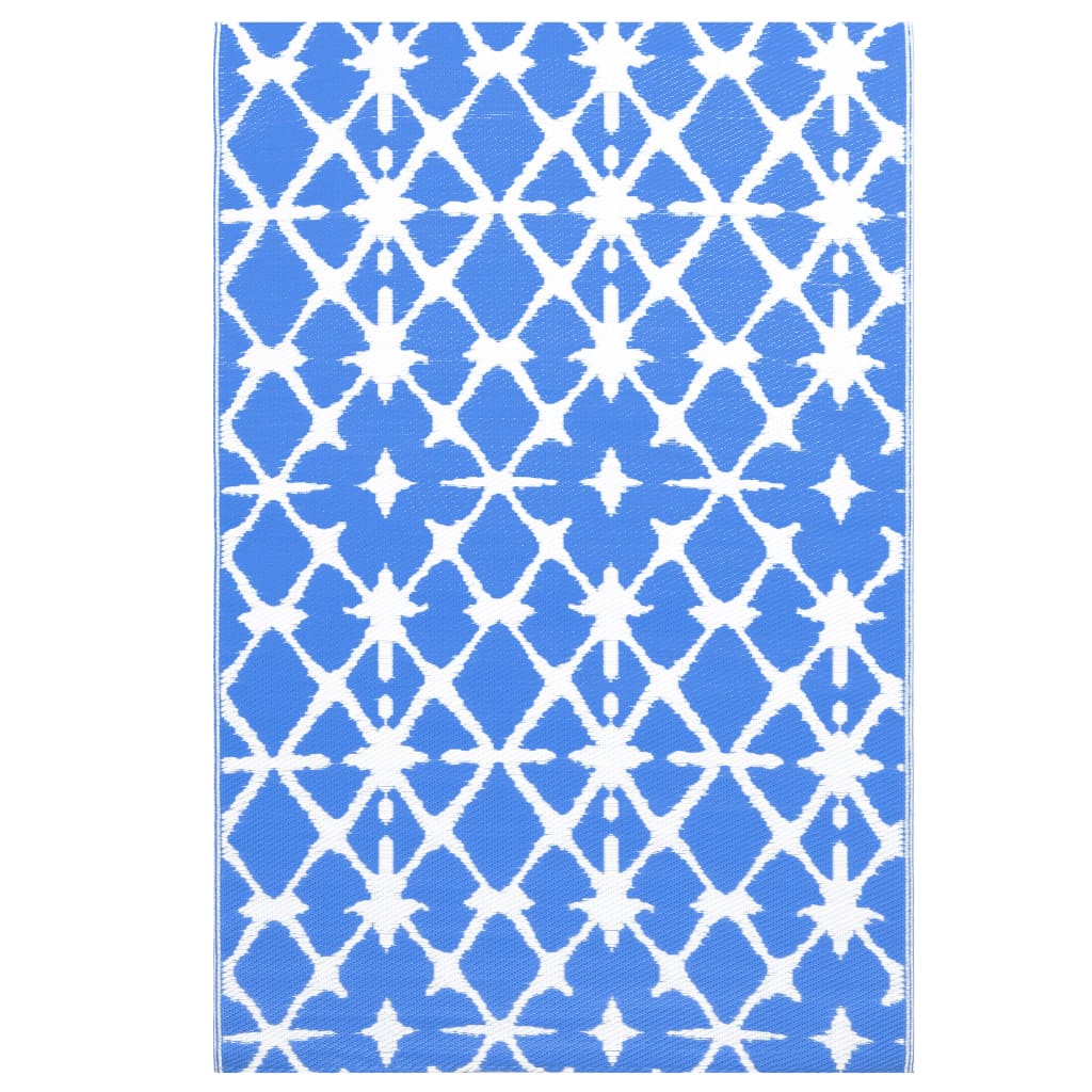 vidaXL āra paklājs, 160x230 cm, zils un balts PP