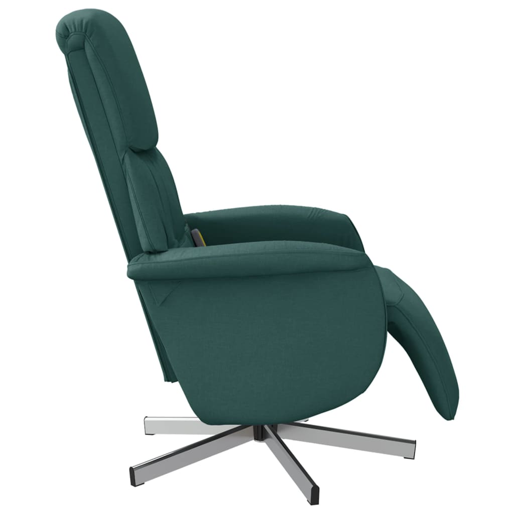 vidaXL masāžas krēsls ar kāju balstu, atgāžams, tumši zaļš audums