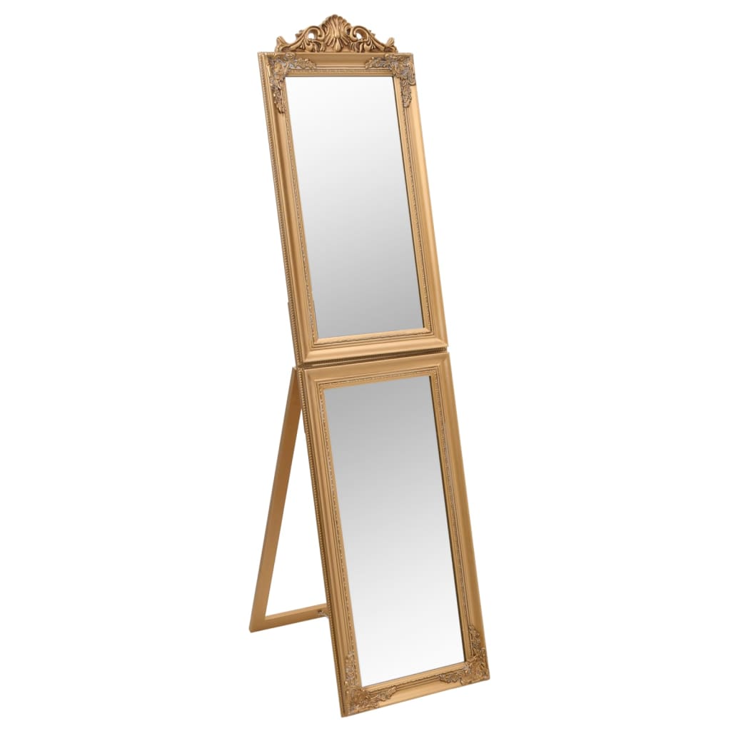 vidaXL grīdas spogulis, 50x160 cm, zelta krāsa
