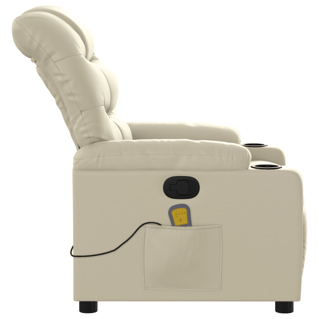 vidaXL masāžas krēsls, atgāžams, krēmkrāsas mākslīgā āda