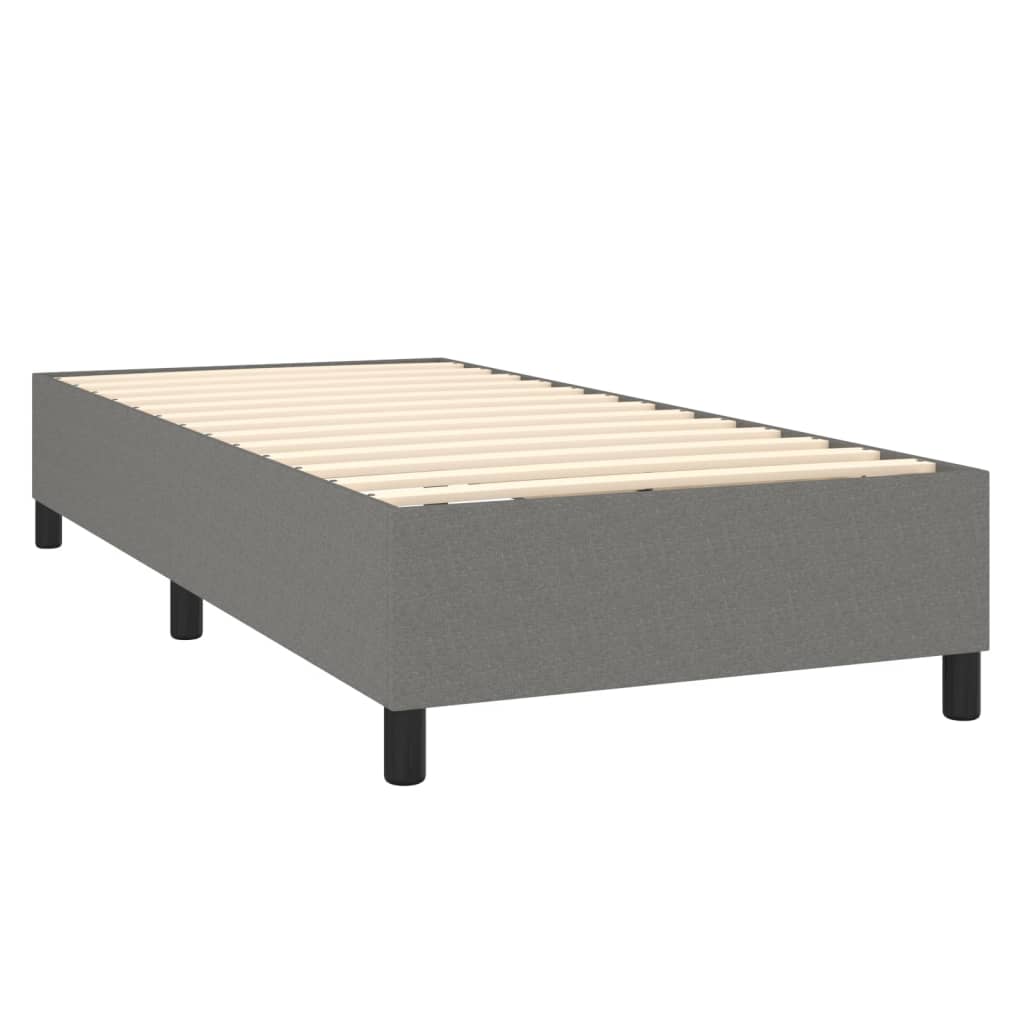 vidaXL atsperu gultas rāmis ar matraci, tumši pelēka, 80x200cm, audums