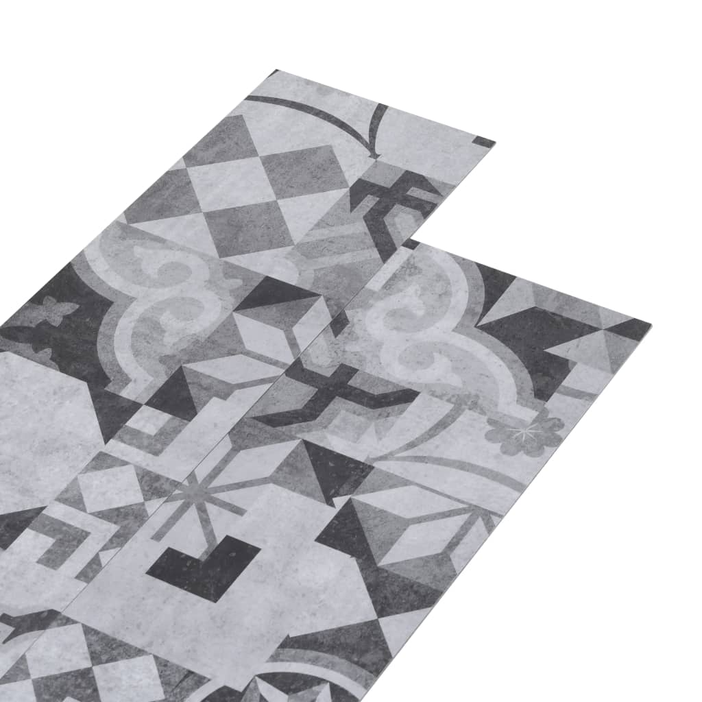 vidaXL grīdas dēļi, 5,26 m², 2 mm, pelēks raksts, PVC