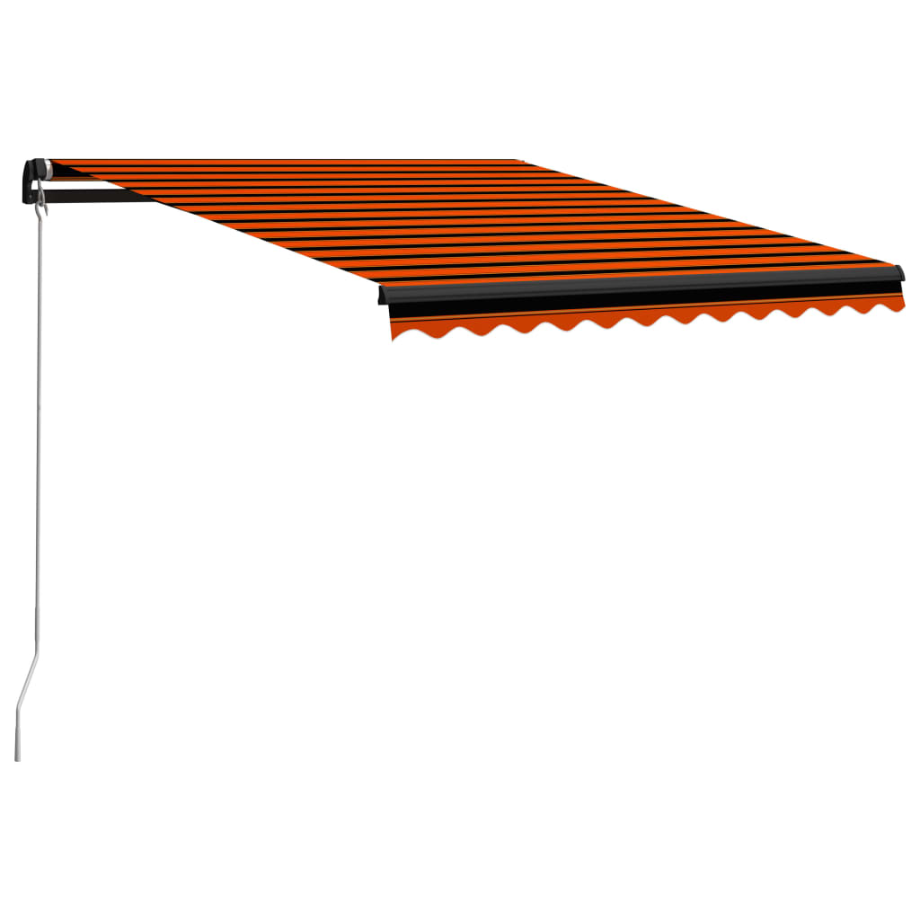 vidaXL izvelkama markīze ar LED, manuāla, 350x250 cm, oranža un brūna