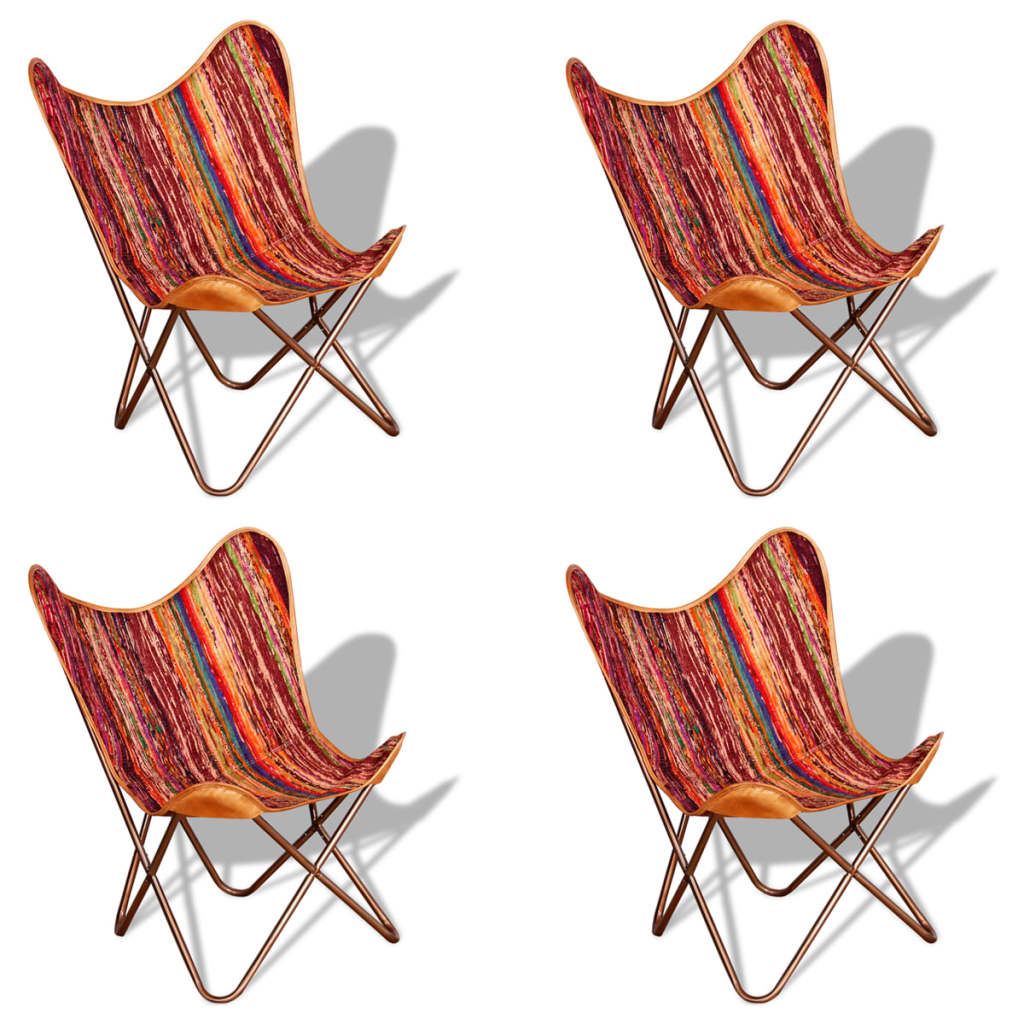 vidaXL tauriņa formas krēsli, 4 gab., daudzkrāsains audums