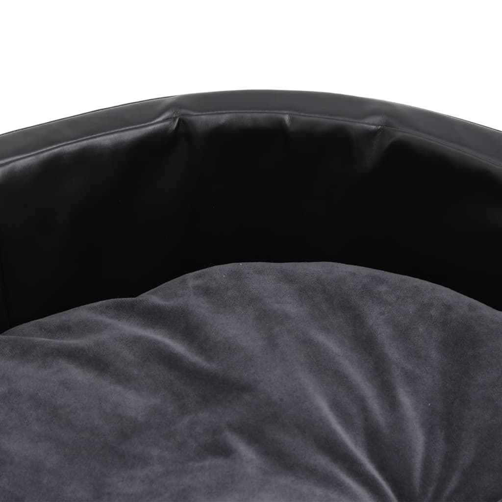 vidaXL suņu gulta, melna ar pelēku, 99x89x21 cm, plīšs, mākslīgā āda