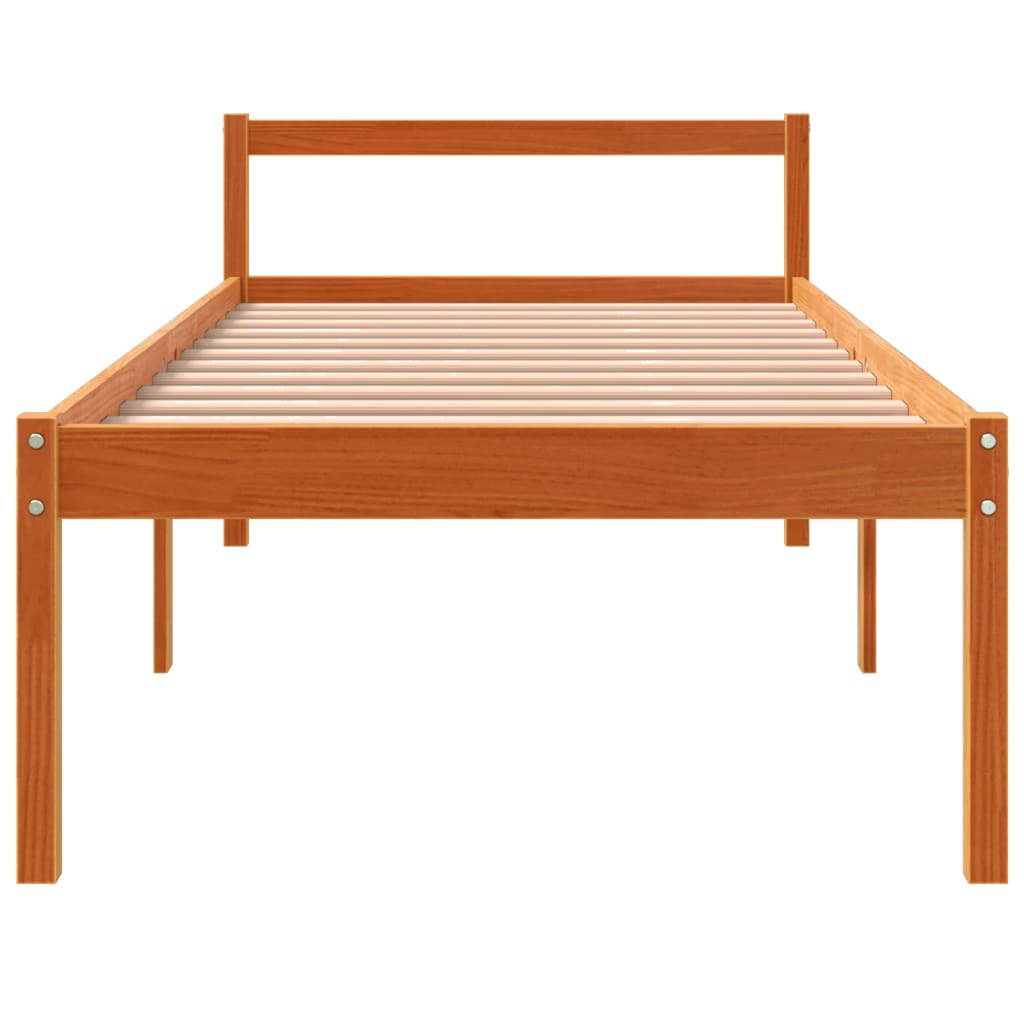 vidaXL senioru gulta, vaska brūna, 75x190 cm, priedes masīvkoks