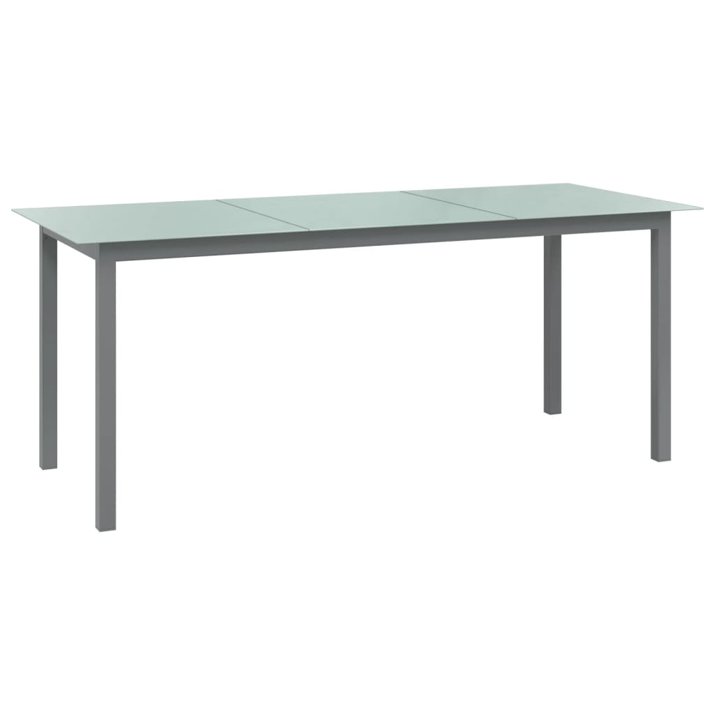 vidaXL dārza galds, gaiši pelēks, 190x90x74 cm, alumīnijs un stikls