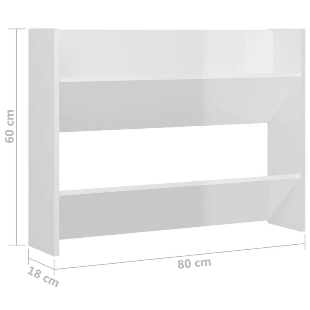 vidaXL sienas plaukti, 2 gab., balti, 80x18x60 cm, skaidu plāksne