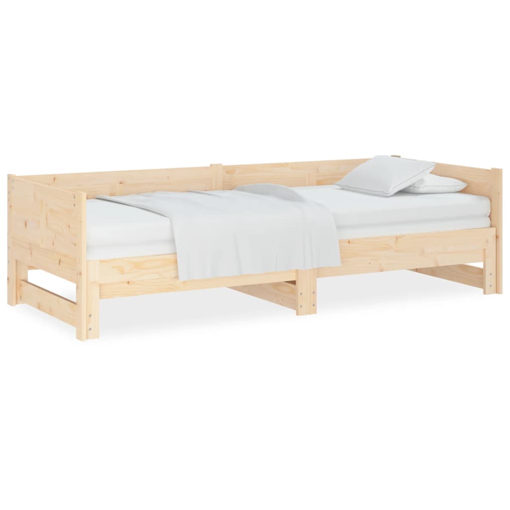 vidaXL izvelkama gulta, priedes masīvkoks, 2x(80x200) cm
