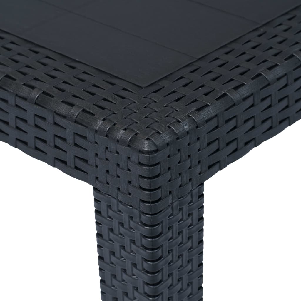 vidaXL dārza galds, 79x79x72 cm, plastmasa, rotangpalmas raksts